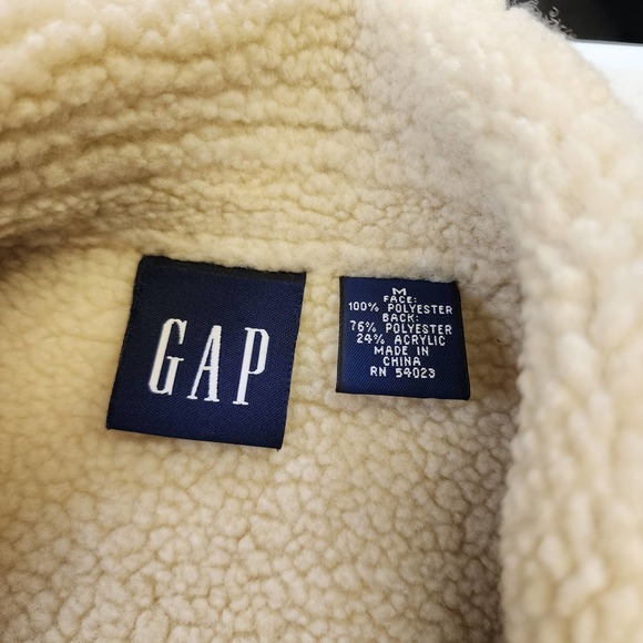 Vintage Gap 90s vegan suede longline faux sherpa button down jacket medium - Picture 5 of 5